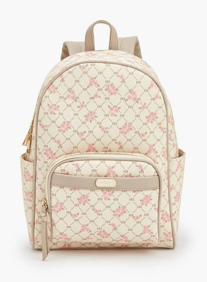 ميسي Floral Monogram Print Backpack